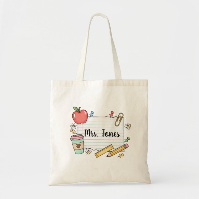 Bolsa Tote Personalized teacher Tote bag, Custom Teacher  (Frente)
