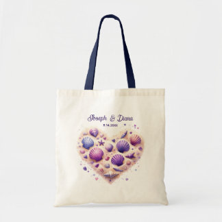 Bolsa Tote Personalized Valentine Anniversary Seashell Heart