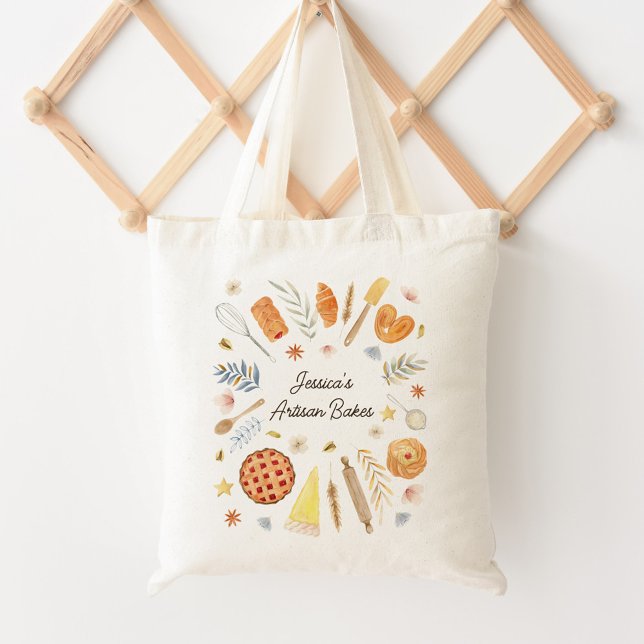 Bolsa Tote Personalized Watercolor Pastry Baking Bakery (In situ)