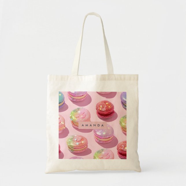 Bolsa Tote Personalized Whimsical Pastel Macaron Sparkle (Frente)
