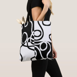 Bolsa Tote Persuasão linear II: Abstrato preto e branco