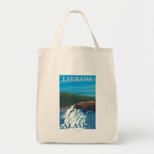 Bolsa Tote Pesca do urso no rio - Latouche, Alaska