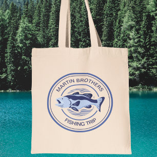 Bolsa Tote Pesca Familiar Personalizada Trilha Azul Lago Pesc