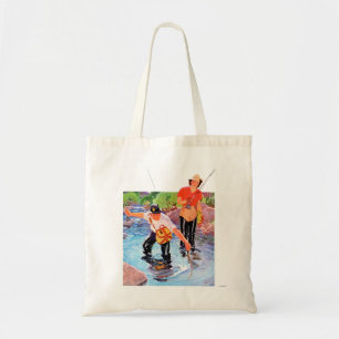 Bolsa Tote Pescando um peixe por R.J. Cavaliere