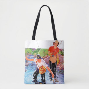 Bolsa Tote Pescando um peixe por R.J. Cavaliere