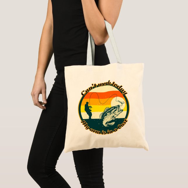 Bolsa Tote Pescar engraçado não pode funcionar hoje meu braço (Frente (produto))