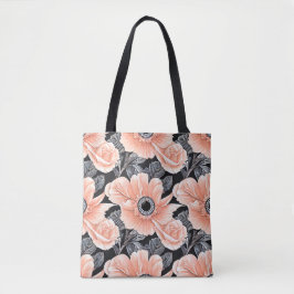 Bolsa Tote Pêssego Botânico Padrão Floral
