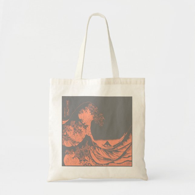 Bolsa Tote Pêssego e Cinza do Saco de Onda do Excelente (Frente)