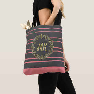 Bolsa Tote Pêssego e Cinzas Monogramas