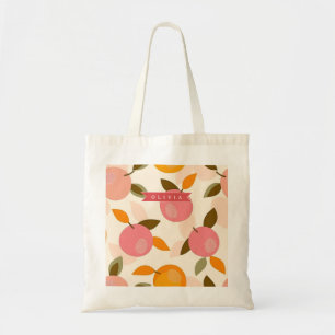 Bolsa Tote Pêssego Personalizado Padrão Fofo Retro Verão