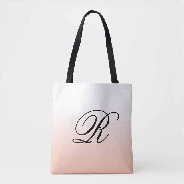 Bolsa Tote Pêssego Sobre Qualquer Cor com Monograma (Frente)