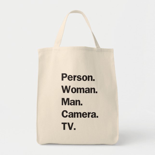 Bolsa Tote Pessoa. Mulher. Cara. Câmera. TV. (Frente)