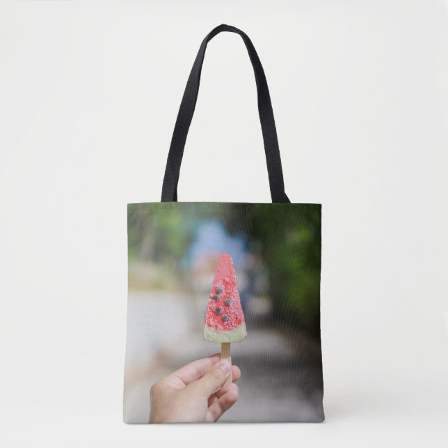 Bolsa Tote Pessoa segurando picolé pela manhã (Frente)