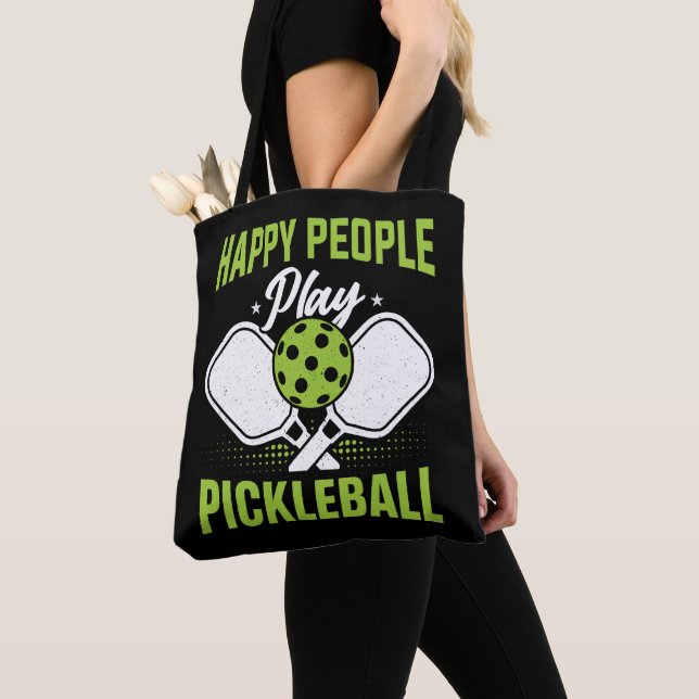 Bolsa Tote Pessoas Felizes Jogam Pickleball (Close Up)