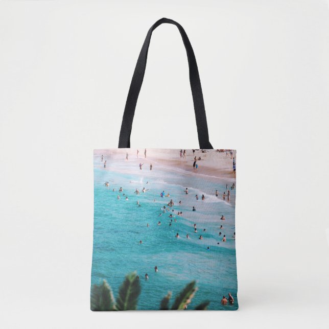 Bolsa Tote Pessoas nadando na praia (Frente)