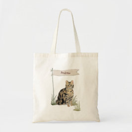 Bolsa Tote Pet Cat Tabby de Nome Personalizado