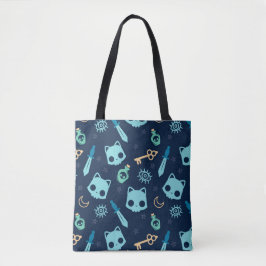 Bolsa Tote Pet de Padrão Azul Escuro Azul Escuro Azul Gato