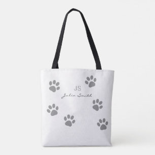 Bolsa Tote pet o teste padrão animal das patas com seu nome