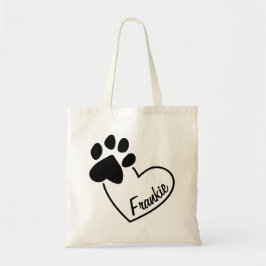 Bolsa Tote Pet Paw Imprime no Coração com Nome Personalizado