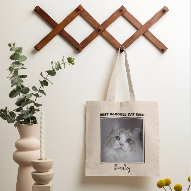 Bolsa Tote Pet Photo Personalizado Melhor Gato Ragdoll (Criador carregado)