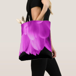 Bolsa Tote Pétalas de flores rosa-quente em preto