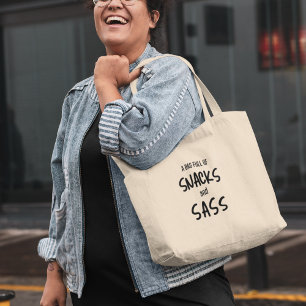 Bolsa Tote Petiscos & Sarcasmo Divertido Legal Excêntrico Mod