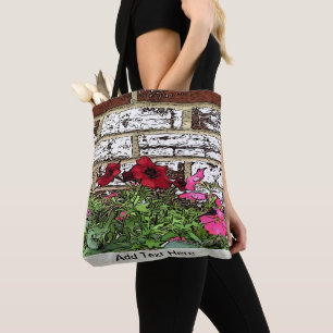 Bolsa Tote Petúnias vermelhos e cor-de-rosa