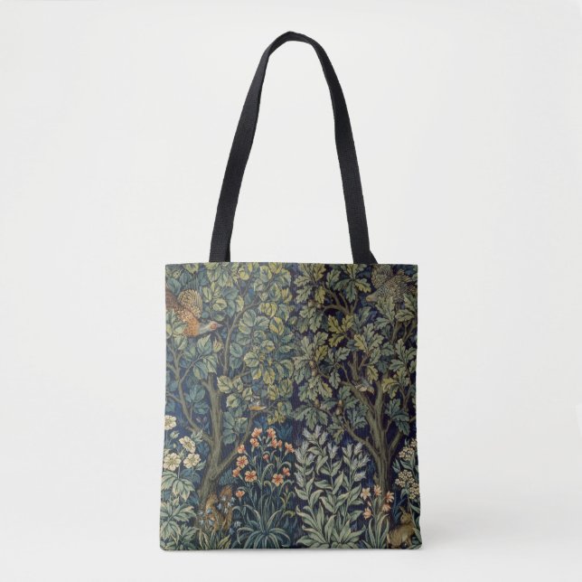 Bolsa Tote Pheasant Pássaro Árvore Floresta William Morris (Frente)