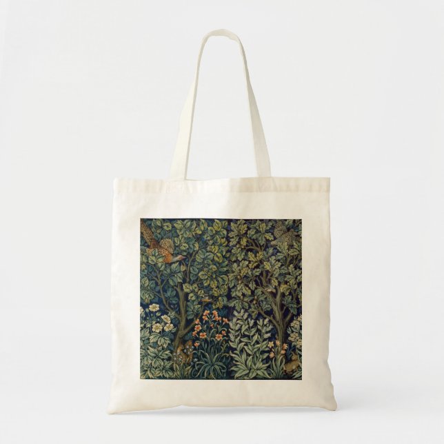 Bolsa Tote Pheasant Pássaro Árvore Floresta William Morris (Frente)