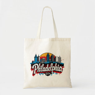 Bolsa Tote Philadelphia City Pennsylvania EUA retro skyline