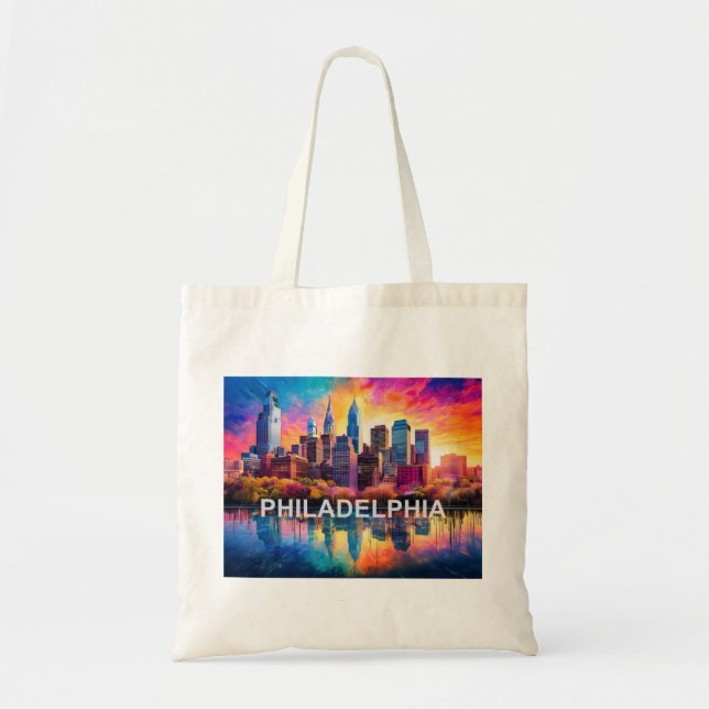 Bolsa Tote Philadelphia Skyline Abstrato Art (Frente)