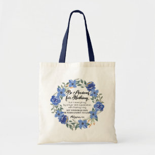 Bolsa Tote Philippians 4:6 Ansiosos por Nada Blue Floral