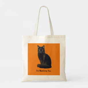 Bolsa Tote Photo Cutout Black Cat Olhando Para Você Laranja