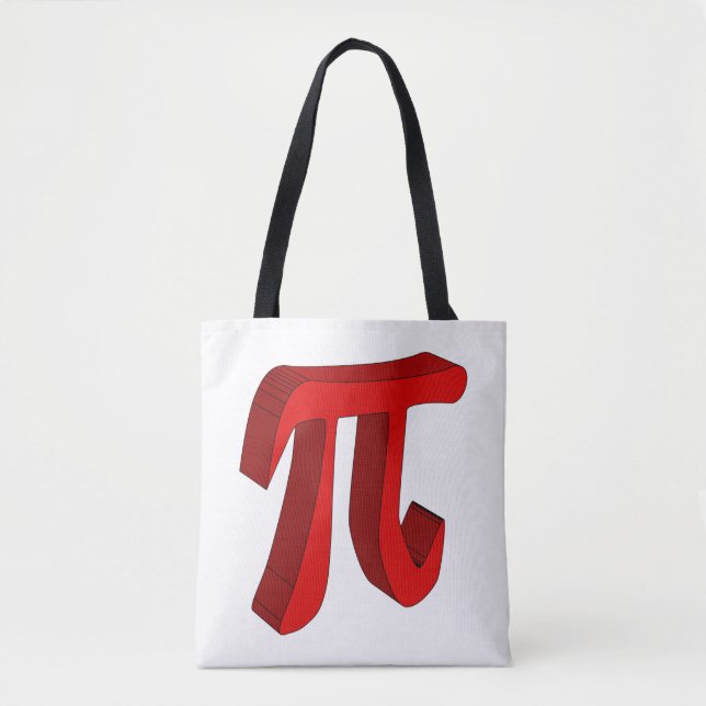 Bolsa Tote Pi a constante em 3D (Frente)