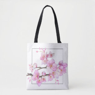 Bolsa Tote Pia-cor-de-água, flores de cereja floral