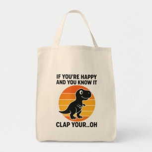 Bolsa Tote Piada do T Rex Bate as Mãos Retro Humor Dinossauro