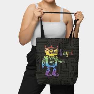 Bolsa Tote Piada Funny Rainbow Orgulho gay AI Robot Pun