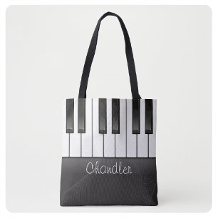 Bolsa Tote Pianista de NOME Personalizado Chaves de Música