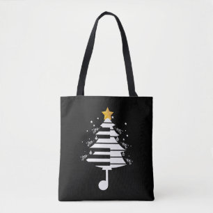 Bolsa Tote Piano Árvore de Natal Pianista Presente Musical