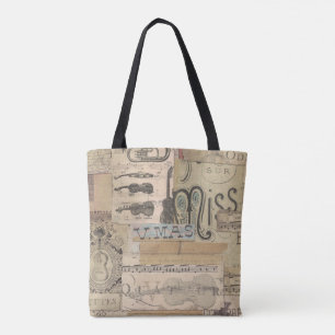 Bolsa Tote piano do tema da música da sacola da nota da
