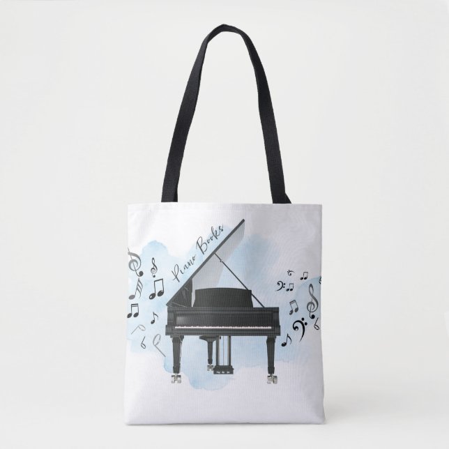 Bolsa Tote Piano Livros Notas de Música Saco (Frente)
