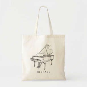 Bolsa Tote Piano Modern Line Desenhando Músico Professor Músi