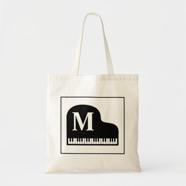 Bolsa Tote Piano Monograma Personalizado Pianista (Frente)