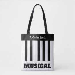 Bolsa Tote Piano Personalizado Chaves Musicais