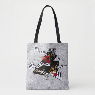 Bolsa Tote Piano, Piano Colorido, Amor, Design de Teclado