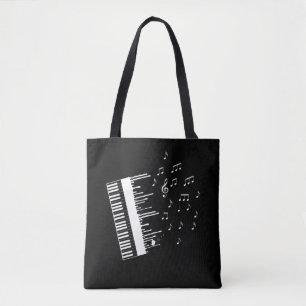Bolsa Tote Piano Player Voando Notas de Música Pianista