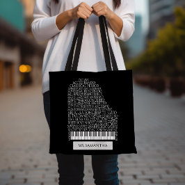 Bolsa Tote Piano Word Cloud Gift for Piano Teacher