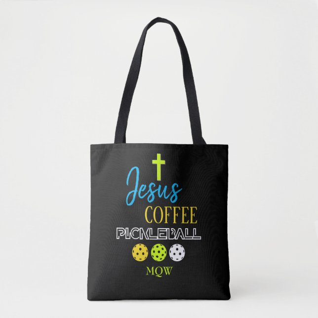 Bolsa Tote Pickleball de café na moda JESUS (Frente)