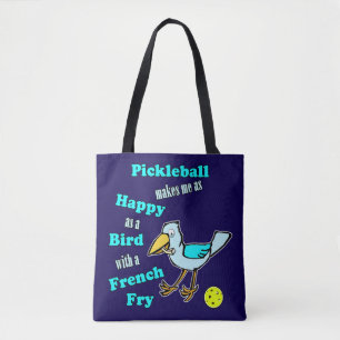 Bolsa Tote Pickleball Feliz como um Pássaro com uma Batata Fr