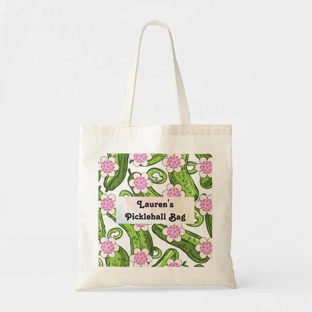 Bolsa Tote Pickleball personalizado com formato de picles (Frente)